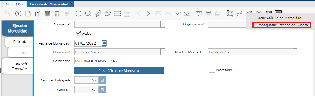 Empaquetar Estados de Cuenta