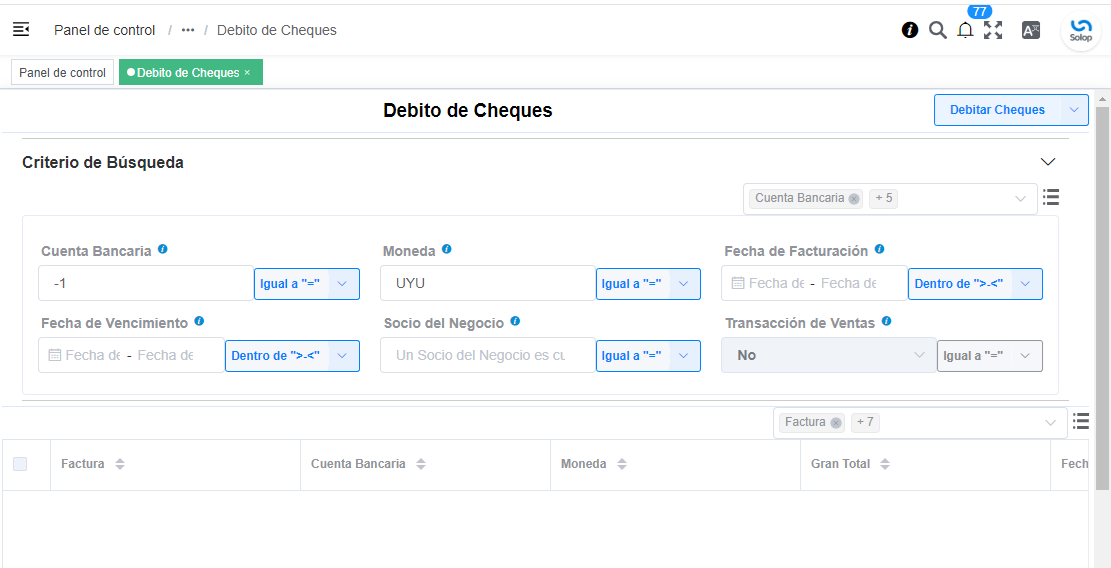Débito de Cheques