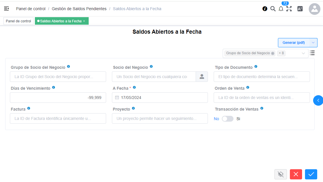 Saldos Abiertos a la fecha