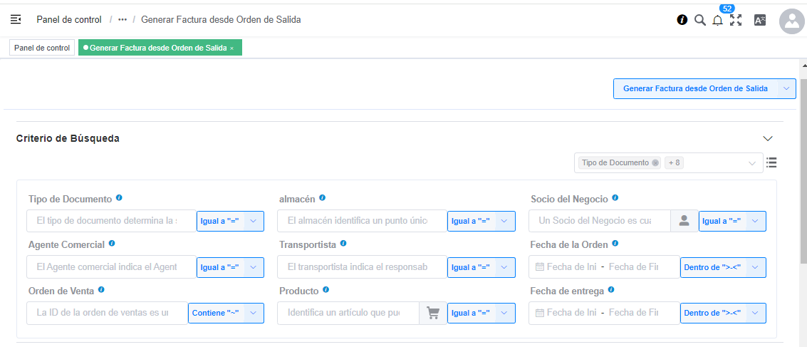Filtros Facturas