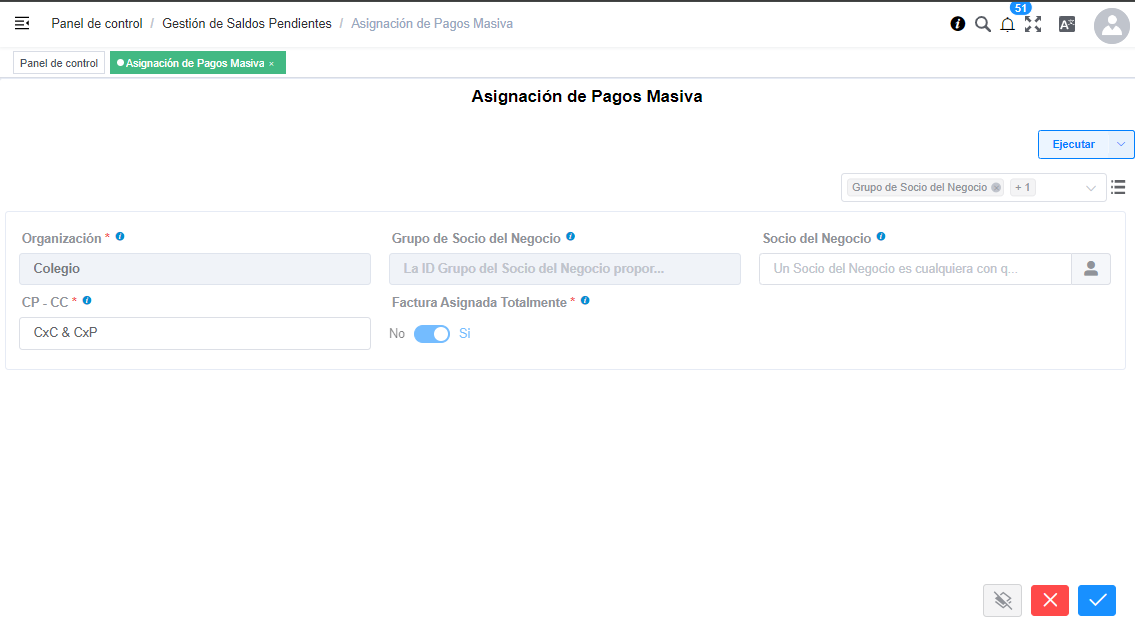 Asignación de Pagos Masiva