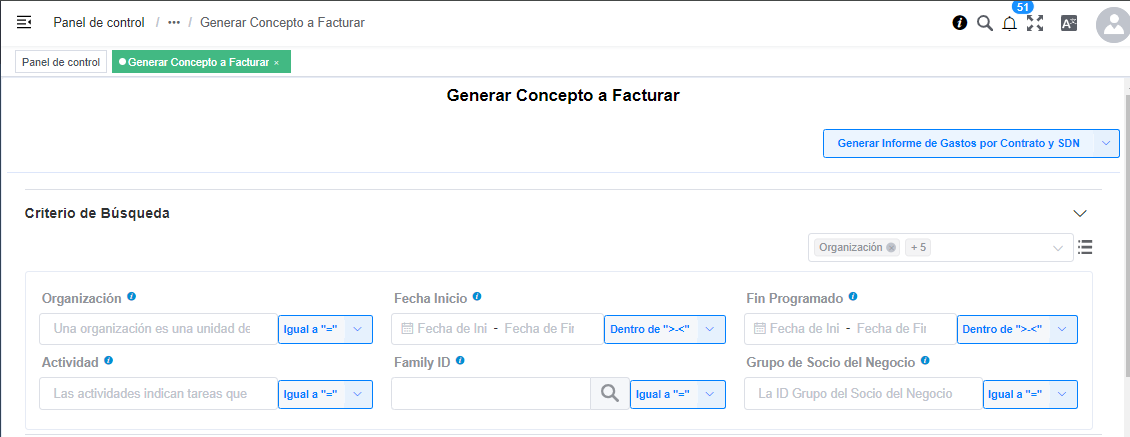 Conceptos a facturar