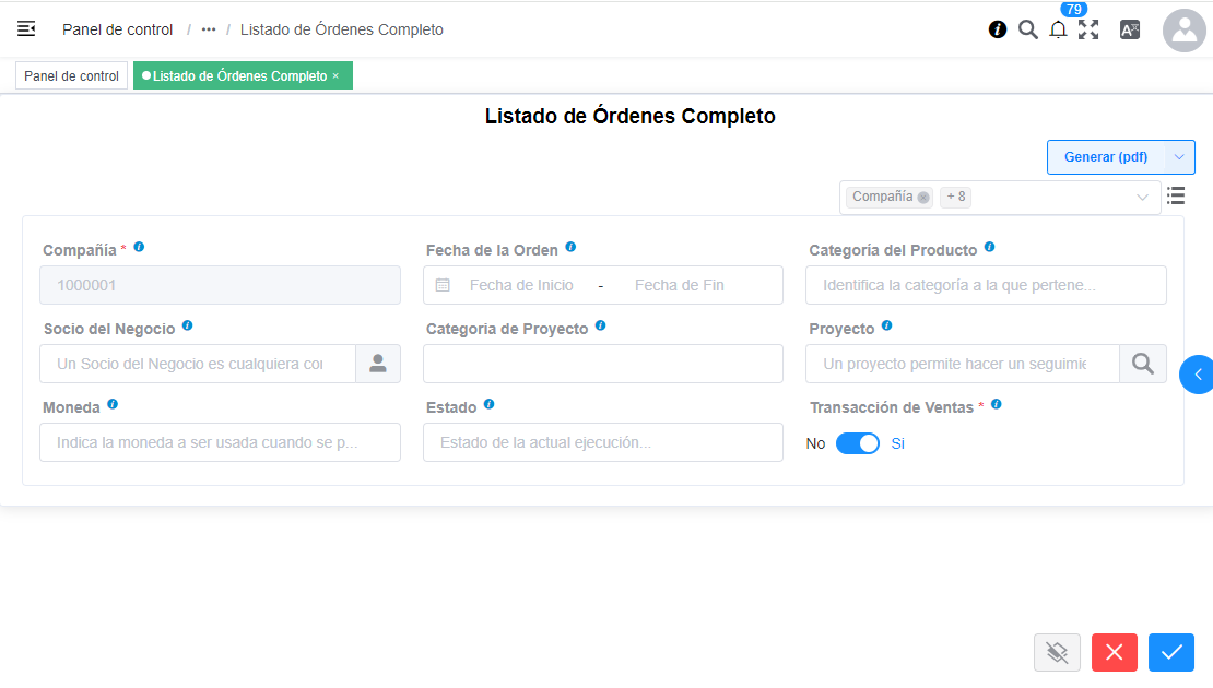 Listado de Órdenes