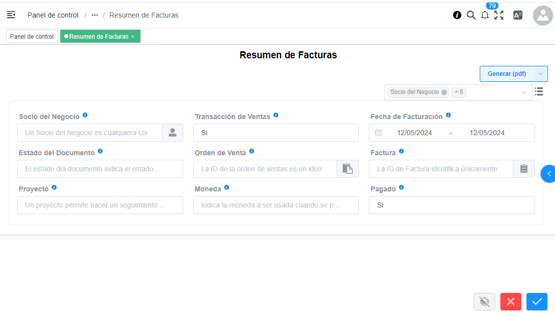 Resumen de facturas